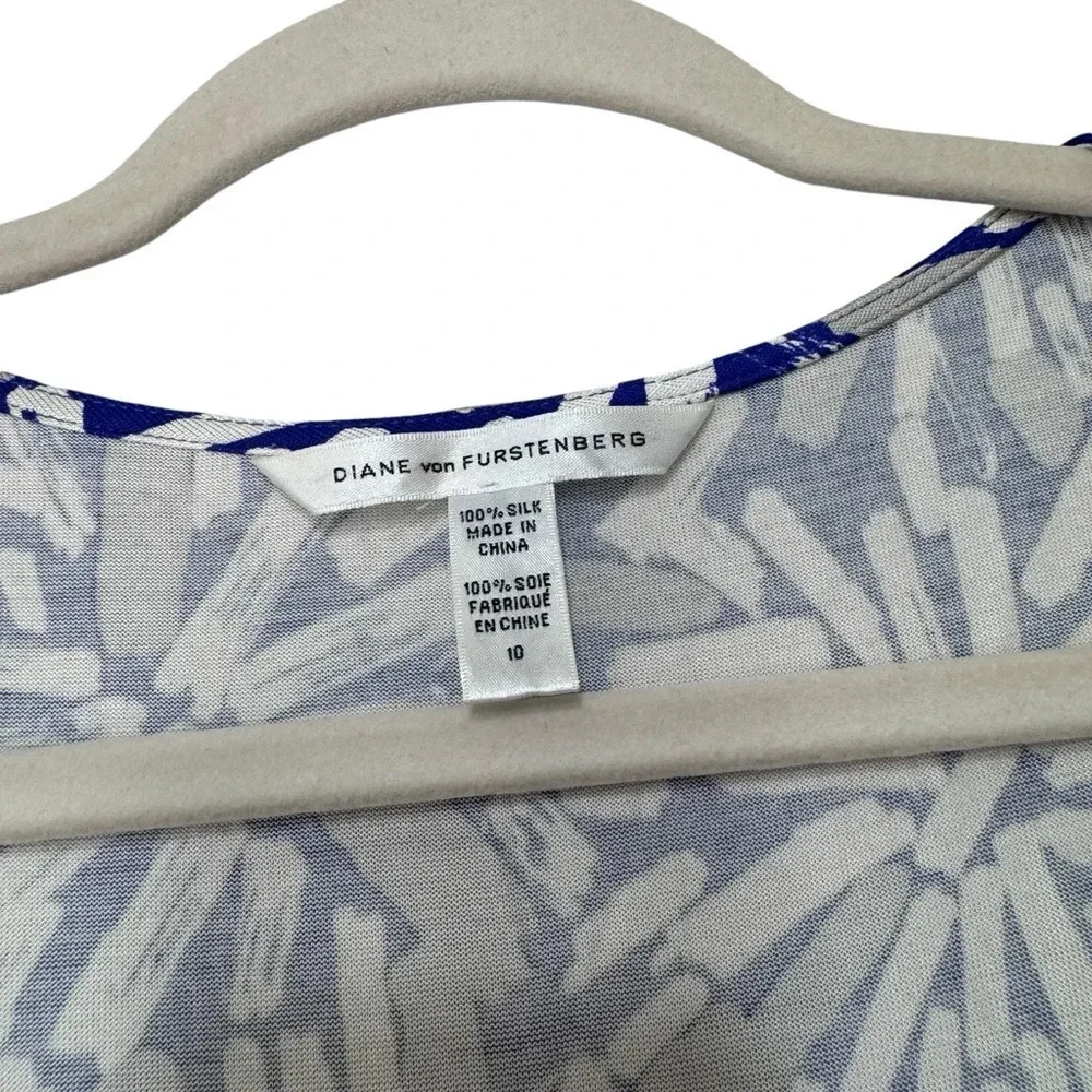DVF Kye Paint Stroke Silk Jersey Knit Wrap Dress Blue Wrap Dress Small Sz 10 Tag - Picture 6 of 12